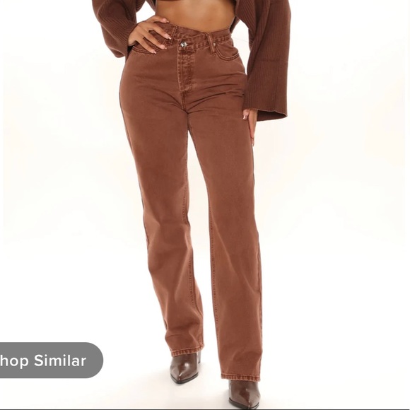 Chocolate Fashion Nova Crossover Straight Jeans - Picture 1 of 6